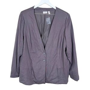 LOGO by Lori Goldstein Womens Gray Nikki Blazer Jacket Stretch NWOT Plus Size 2X